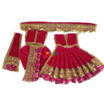 Heavy Lace Pink Velvet Poshak For Radha Krishna Ji