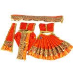 Heavy Lace Orange Velvet Poshak For Radha Krishna Ji