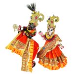 Heavy Lace Orange Velvet Poshak For Radha Krishna Ji