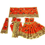 Heavy Lace Sitra Work Orange Radha Krishna Dress