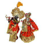 Heavy Lace Sitra Work Orange Radha Krishna Dress