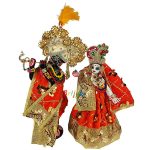 Heavy Lace Sitra Work Orange Radha Krishna Dress