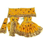 Heavy Lace Sitra Work Yellow Radha Krishna Dress