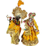 Heavy Lace Sitra Work Yellow Radha Krishna Dress