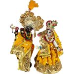 Heavy Lace Sitra Work Yellow Radha Krishna Dress