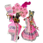 Beautiful Pink Tishu Net Radha Krishna Poshak