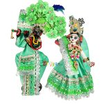 Beautiful Green Tishu Net Radha Krishna Poshak
