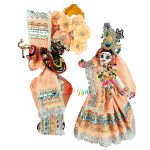 Beautiful Orange Tishu Net Radha Krishna Poshak