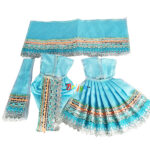 Beautiful Skyblue Tishu Net Radha Krishna Poshak