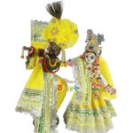 Beautiful Yellow Tishu Net Radha Krishna Poshak