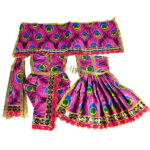 Beautiful Pink Morpankh Print Radha Krishna Dress