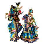 Beautiful Skyblue Morpankh Print Radha Krishna Dress