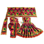 Beautiful Magenta Morpankh Print Radha Krishna Dress