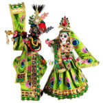 Beautiful Green Morpankh Print Radha Krishna Dress