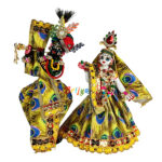 Beautiful Yellow Morpankh Print Radha Krishna Dress