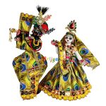 Beautiful Yellow Morpankh Print Radha Krishna Dress