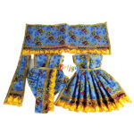 Beautiful Blue Printed Frill Lace Work RK Vastra