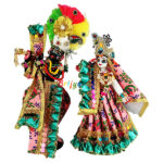 Beautiful Peach Printed Frill Lace Work RK Vastra