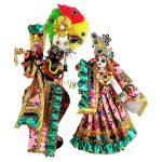 Beautiful Peach Printed Frill Lace Work RK Vastra