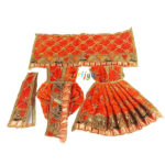 Orange Heavy Sitara Pearl Work Yugal Jodi Dress