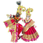 Heavy Lace Pink Velvet Poshak For Radha Krishna Ji