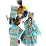 Beautiful Skyblue Tishu Net Radha Krishna Poshak