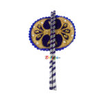 A Pair of Purple embroidery Hand Pankha for God