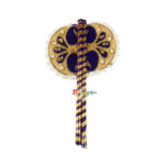 A Pair of Purple White Embroidery Hand Pankha for God