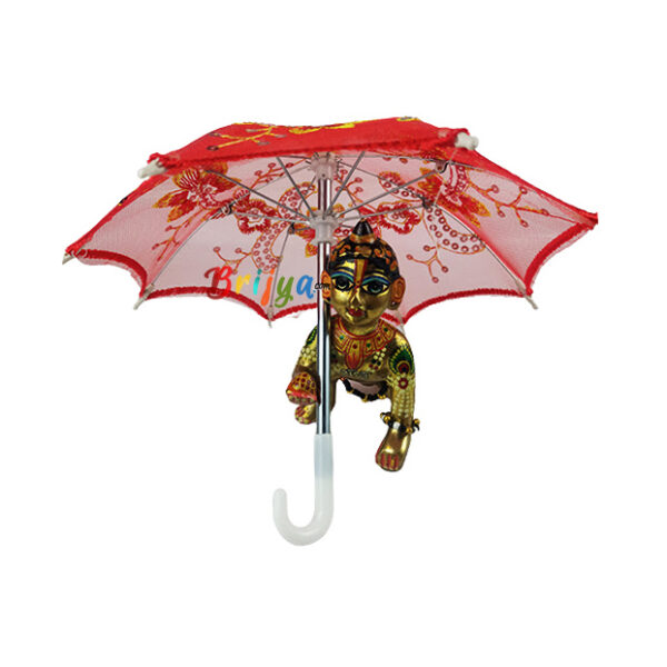 Brautiful Red 22 Cm Long Ladoo Gopal Ji Umbrella/chhata