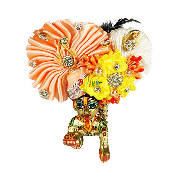 Beautiful Peach Yellow Designer Heavy Pagdi