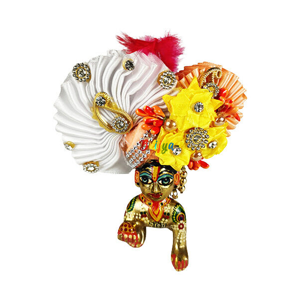 Beautiful White Yellow Designer Heavy Pagdi