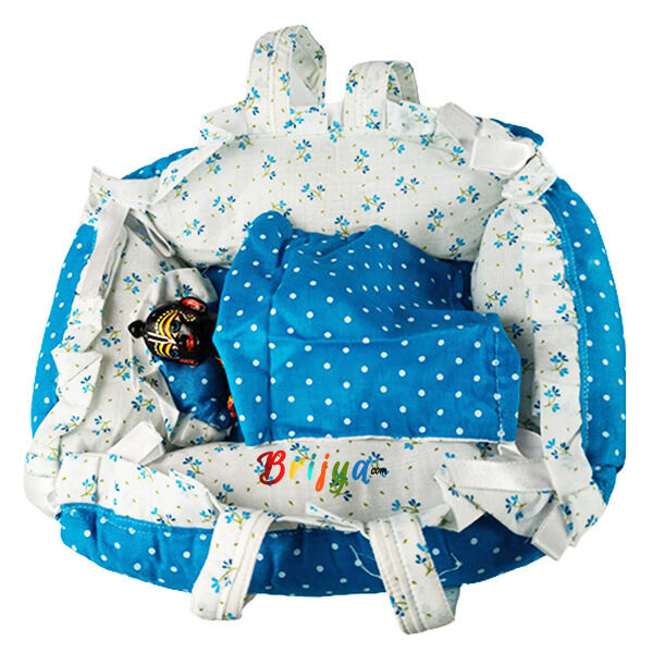 White Skyblue Cotton Bister For Bal Gopal Ji