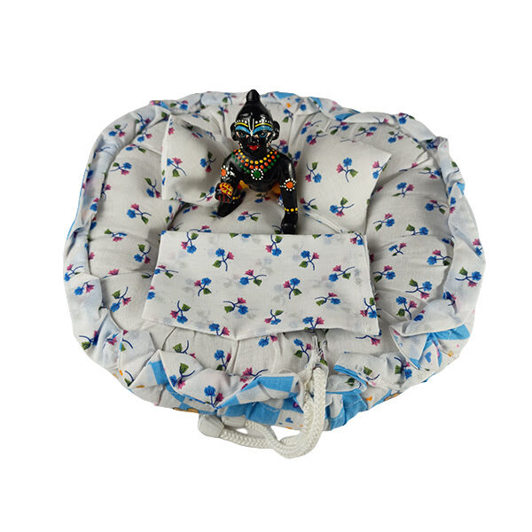 White Skyblue Cotton Bister For Bal Gopal Ji