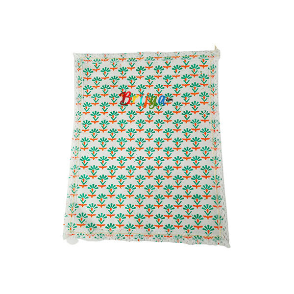 Green White Cotton Bed Sheet For Laddu Gopal JI
