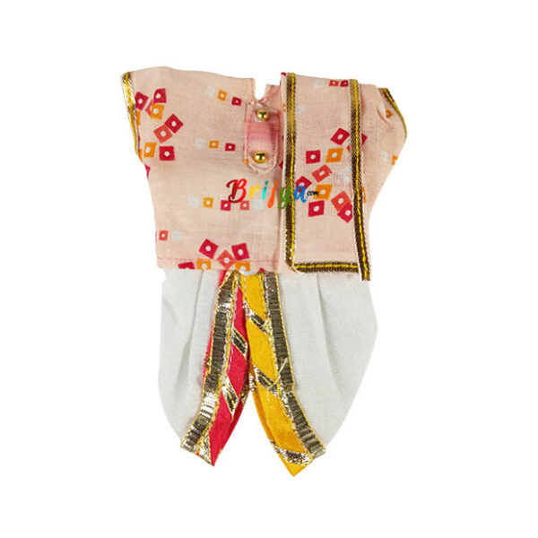 Peach Bandhej Dhoti Kurta for Gopal ji