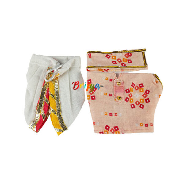 Peach Bandhej Dhoti Kurta for Gopal ji