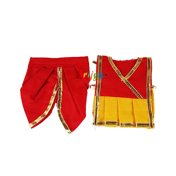 Red Yellow Gujarati Dhoti Kurta for Laddu Gopal ji