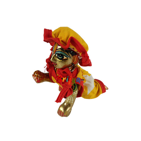 Yellow Red Dangri Suit with cap for Laddu Ji