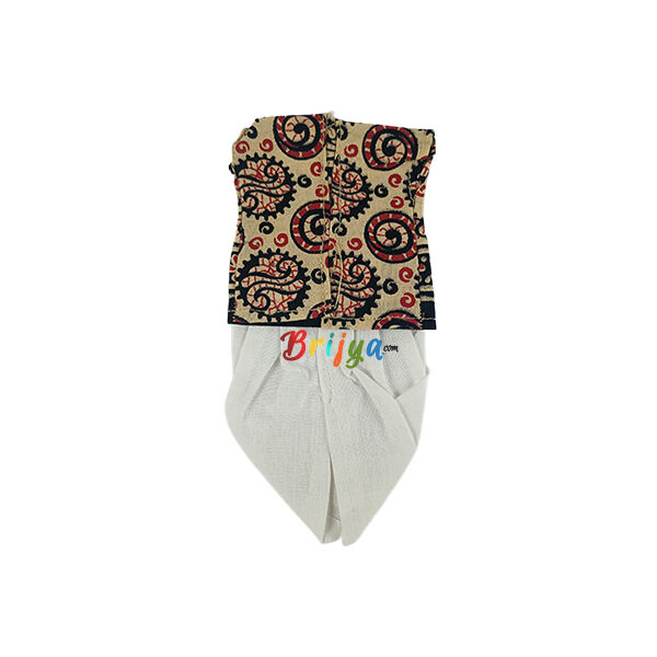 Cream Printed Kurta Pajama for Kanha Ji