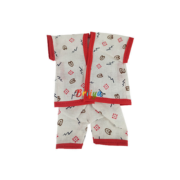 Red White Printed Night Suit For Bal Gopal ji