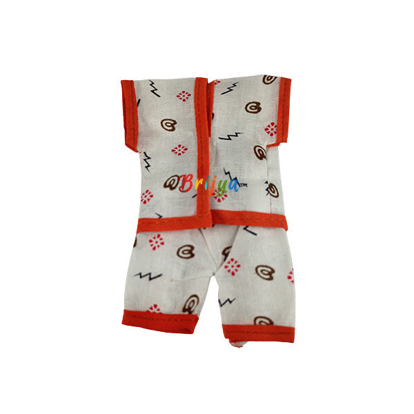 Orange White Printed Night Suit For Bal Gopal ji