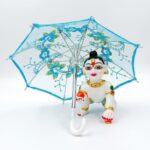Beautiful Skyblue 22 Cm Long Ladoo Gopal Ji Umbrella/chhata