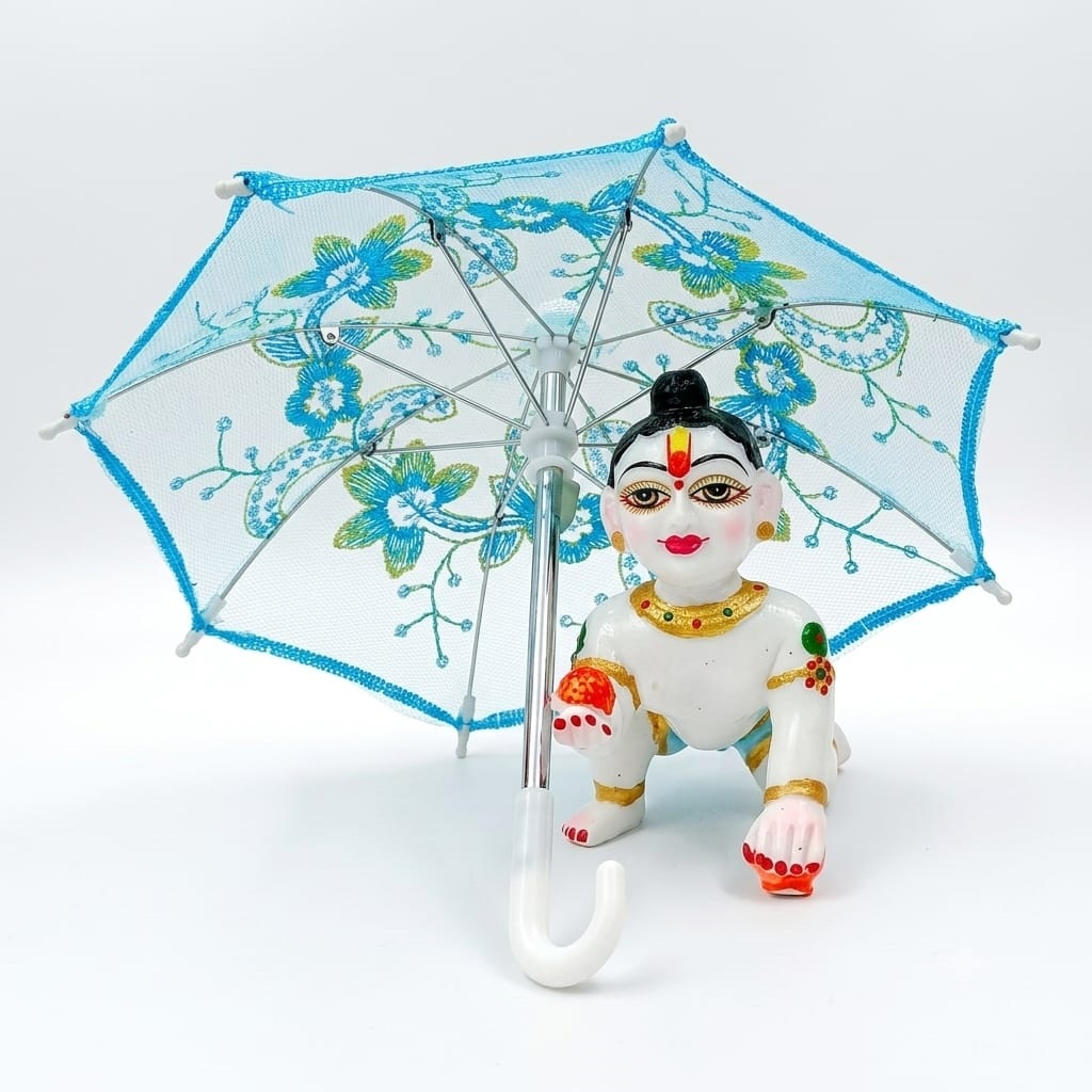 Beautiful Orange 22 Cm Long Ladoo Gopal Ji Umbrella/chhata Beautiful Skyblue 22 Cm Long Ladoo Gopal Ji Umbrella/chhata