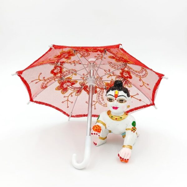 Beautiful Red 22 Cm Long Ladoo Gopal Ji Umbrella/chhata