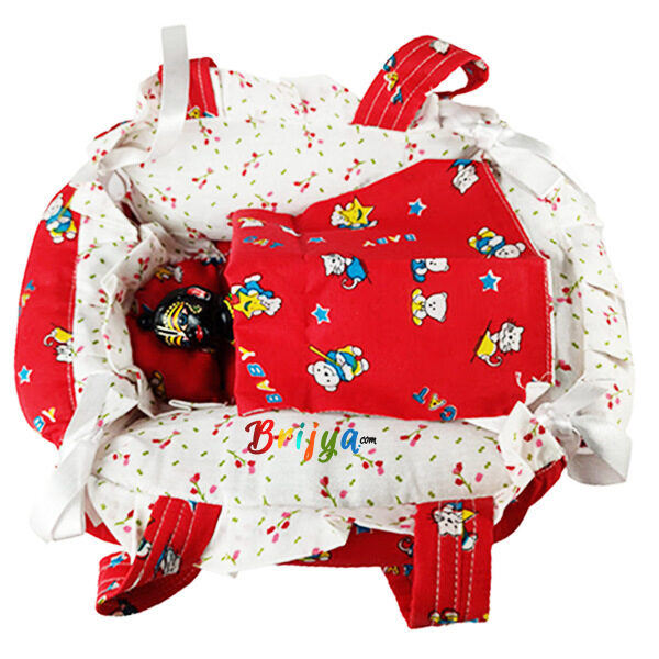 Red White Reversible Bedding Set/Basket/Bister Set For Laddu Gopal Ji