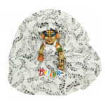 White mult print Cotton Frock for Bal Gopal Ji 4-7 no.