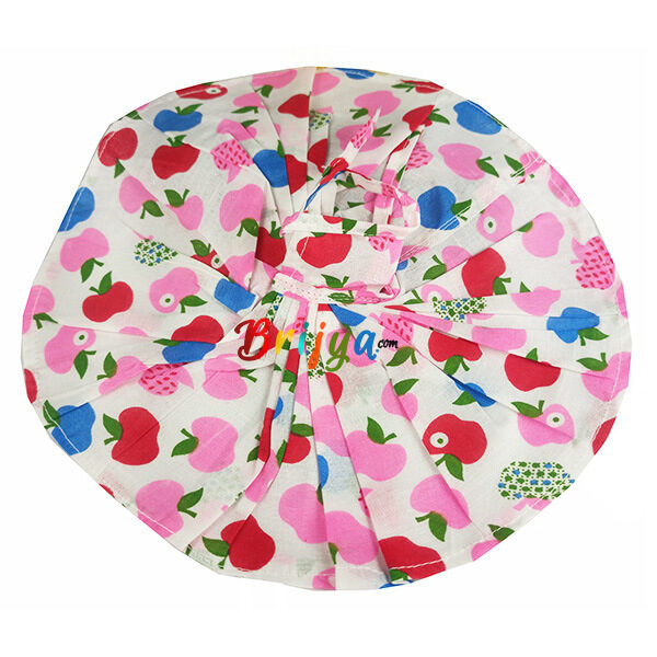 White Apple print Cotton Frock for Bal Gopal Ji 4-7 no.