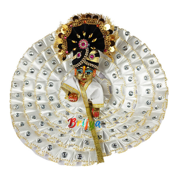 White heavy stone satin ribbon gopal dress