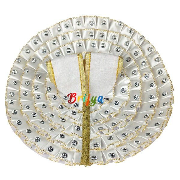 White heavy stone satin ribbon gopal dress