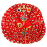 Red heavy stone satin ribbon gopal dress